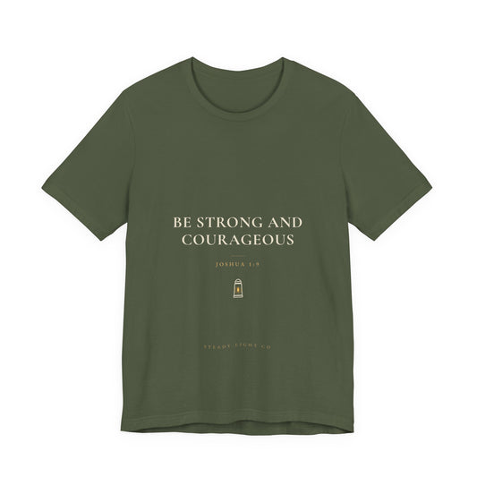 Be Strong and Courageous Tee — Dark Colors by Steady Light Co. – product view 2