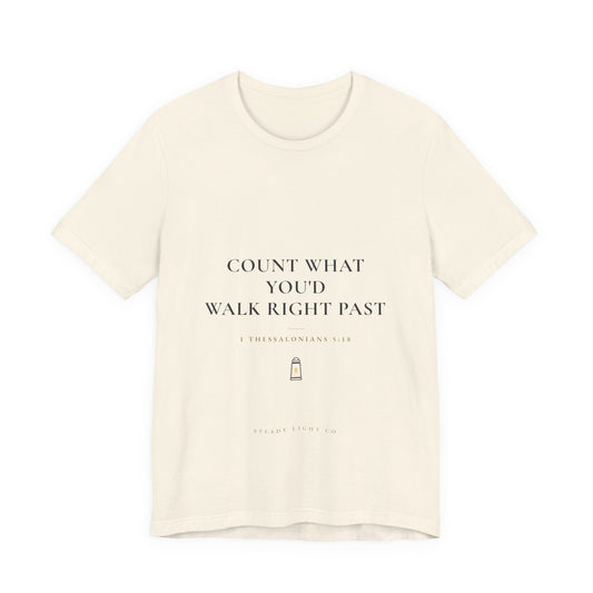 Count What You'd Walk Right Past Tee — Light Colors by Steady Light Co. – product view 2