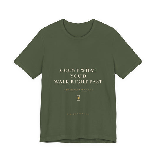 Count What You'd Walk Right Past Tee — Dark Colors by Steady Light Co. – product view 2